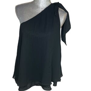 NWT INC One Shoulder Black Top Size 10